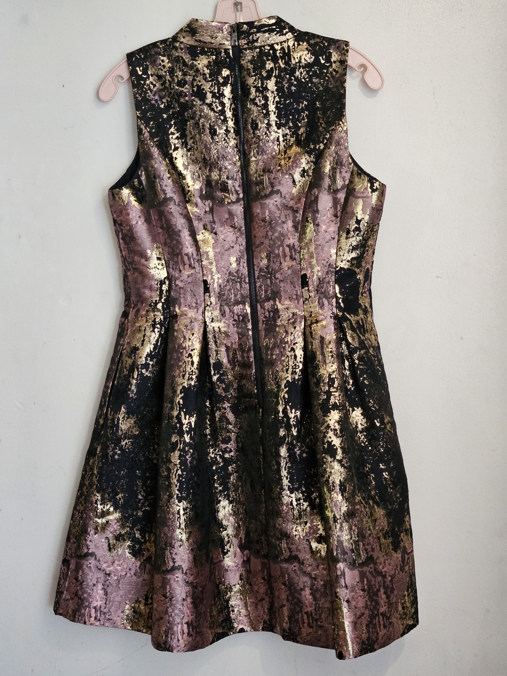 Vince Camuto Metallic Black, Pink and Gold Fit-and-Flare Dress - Picture 2 of 9